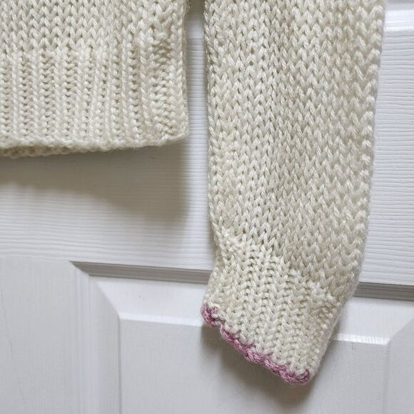 Foxmoor Sweater Womens S Cream Pastel Floral Handknit Open Weave Vintage Grandma - Picture 9 of 13